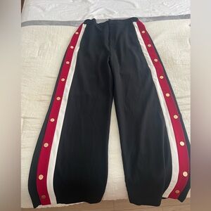 Zara Black Pants with Red and White Stripes